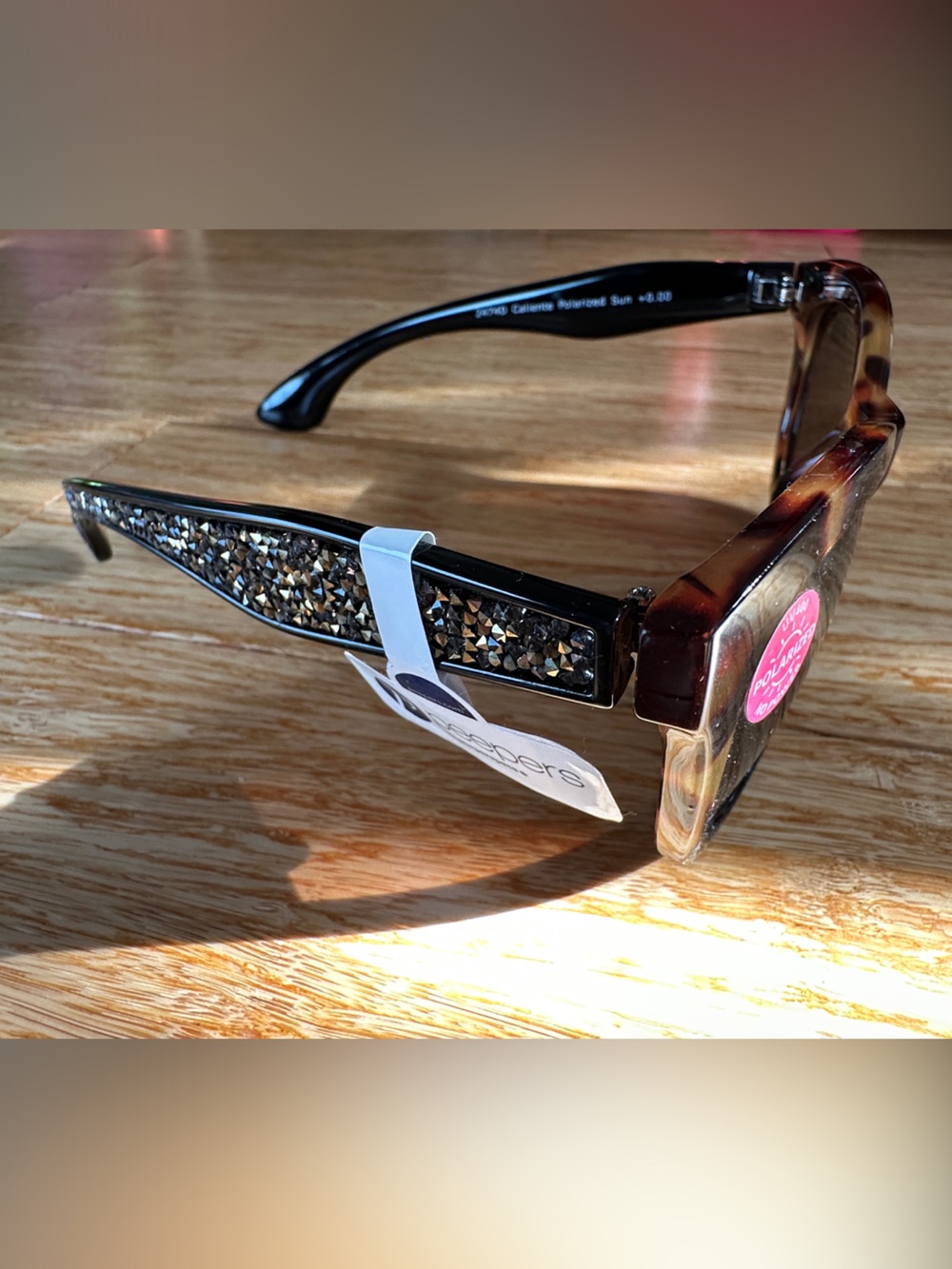 Peepers Tortoiseshell Polarized Sunglasses with Crystal-Embellished Temples NWT